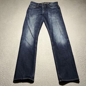 Mavi Jeans Mens 33x34 Blue Straight Leg Cotton Blend 5 Pocket Blue Distressed